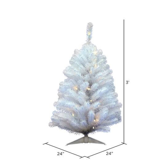 3ft. Pre-Lit Crystal White Spruce Artificial Christmas Tree, Warm White LED Lights
